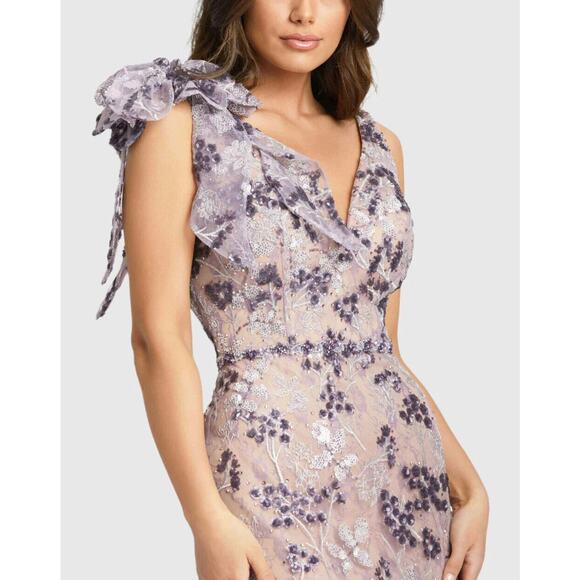 Mac Duggal 79301 Embellished Bow Shoulder Trumpet Gown PURPLE 8 NEW RARE! $798 - Picture 2 of 5